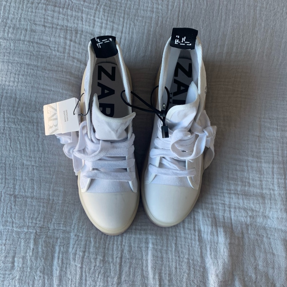 Zara Moto Combat Boot White 7.5